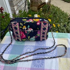EUC Vera Bradley cross body called “Ribbons” with metal chain strap